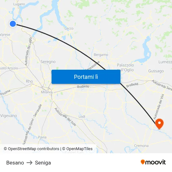Besano to Seniga map