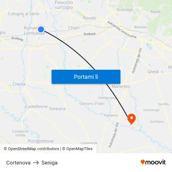 Cortenova to Seniga map