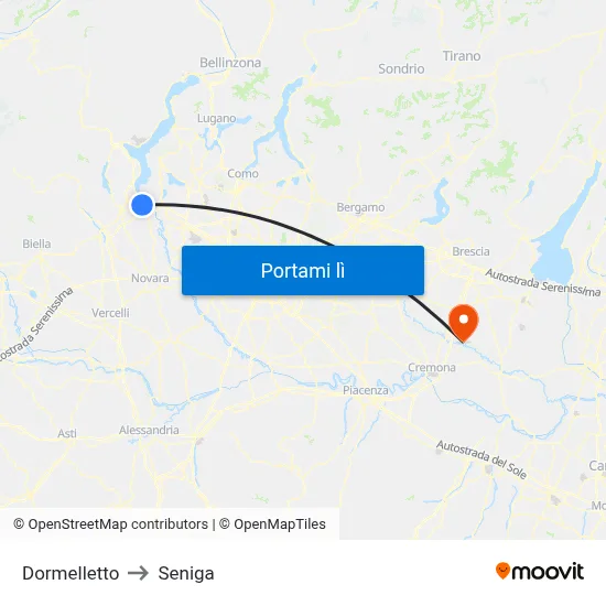 Dormelletto to Seniga map