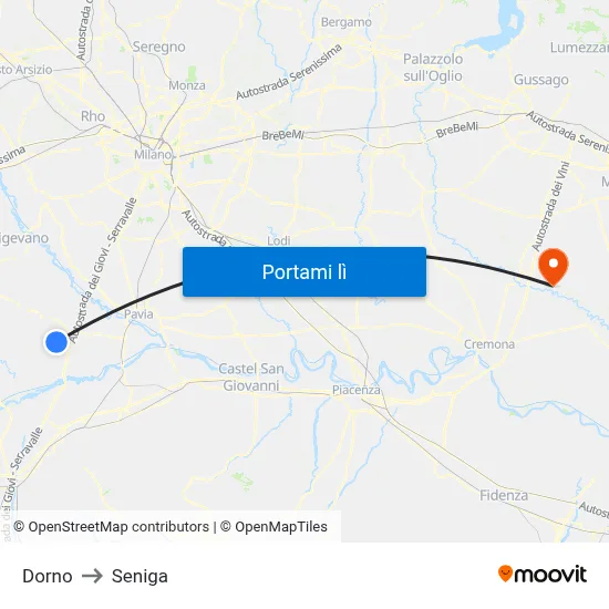 Dorno to Seniga map