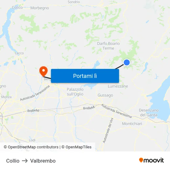 Collio to Valbrembo map