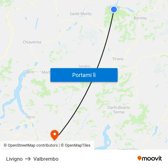 Livigno to Valbrembo map