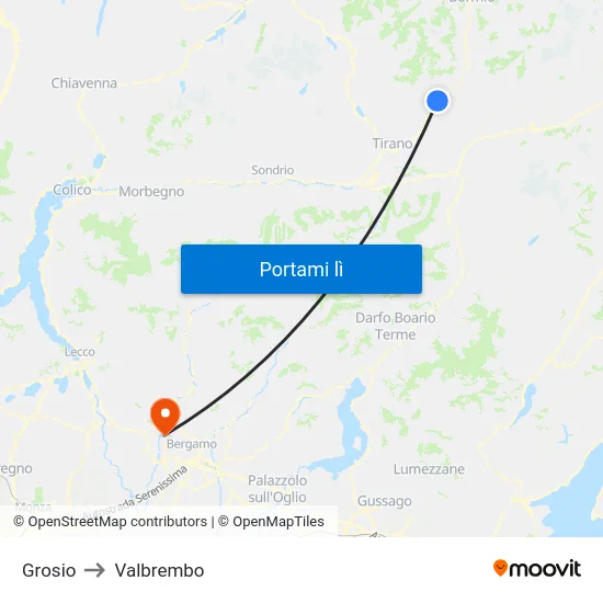Grosio to Valbrembo map