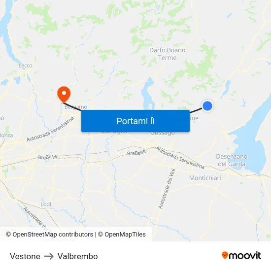 Vestone to Valbrembo map