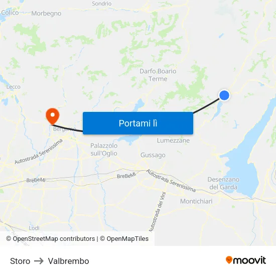 Storo to Valbrembo map