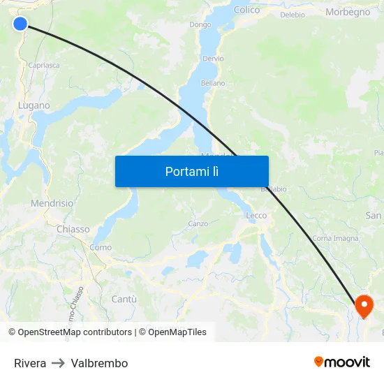 Rivera to Valbrembo map