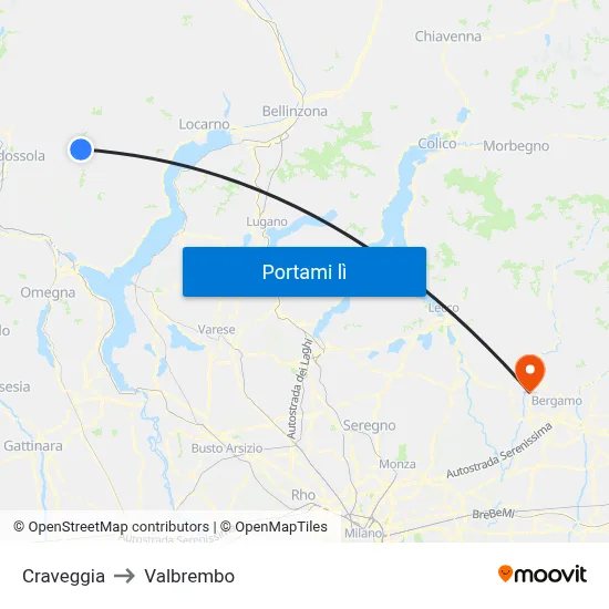 Craveggia to Valbrembo map
