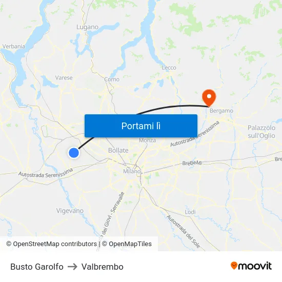Busto Garolfo to Valbrembo map
