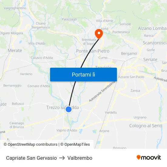 Capriate San Gervasio to Valbrembo map