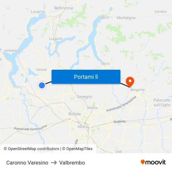 Caronno Varesino to Valbrembo map