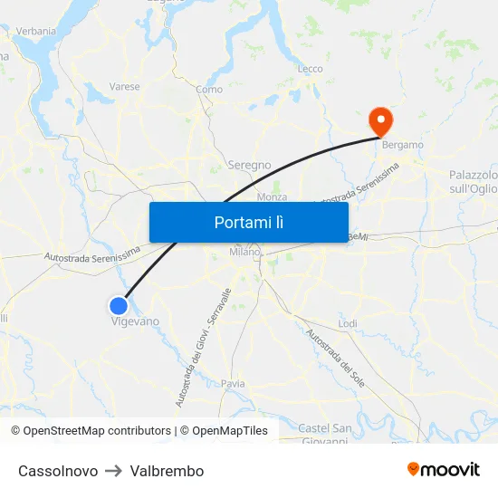 Cassolnovo to Valbrembo map