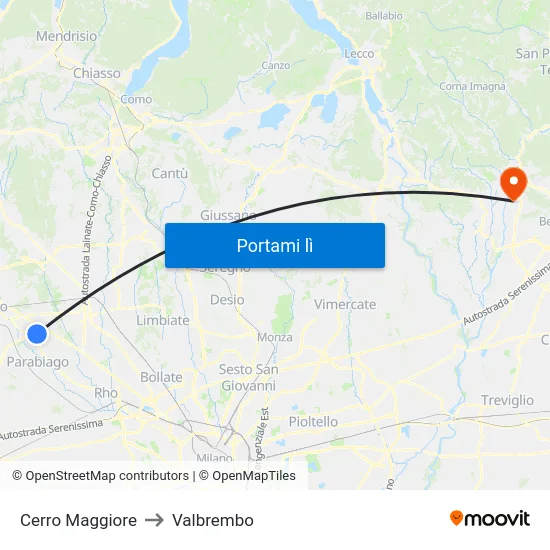 Cerro Maggiore to Valbrembo map
