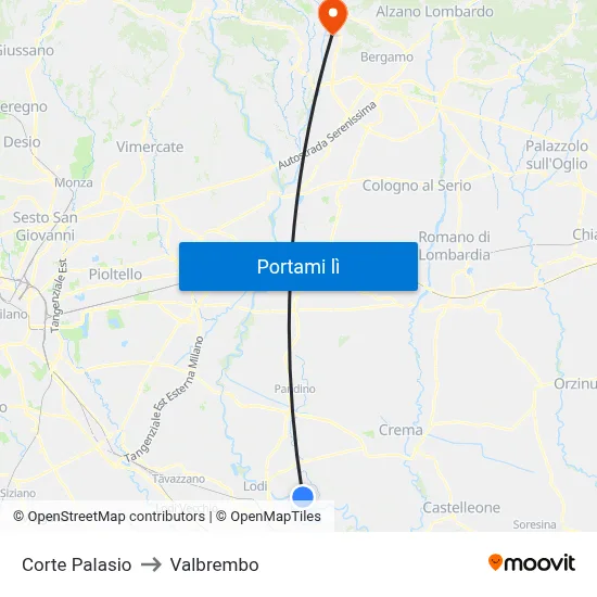 Corte Palasio to Valbrembo map