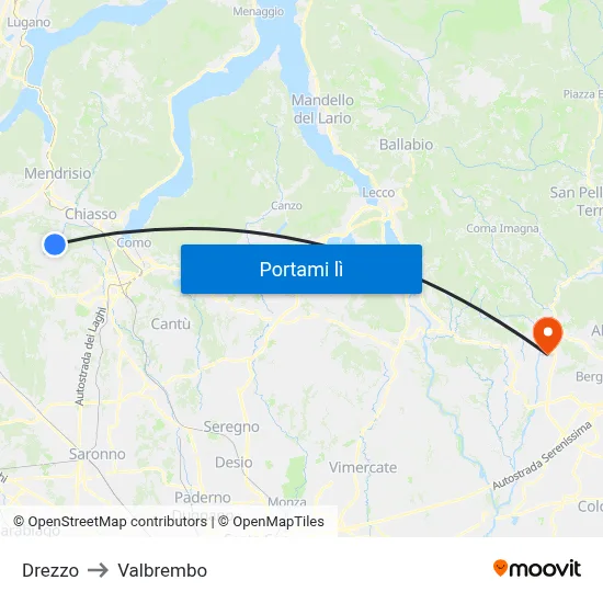 Drezzo to Valbrembo map