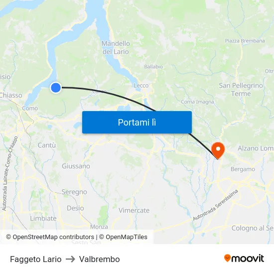 Faggeto Lario to Valbrembo map