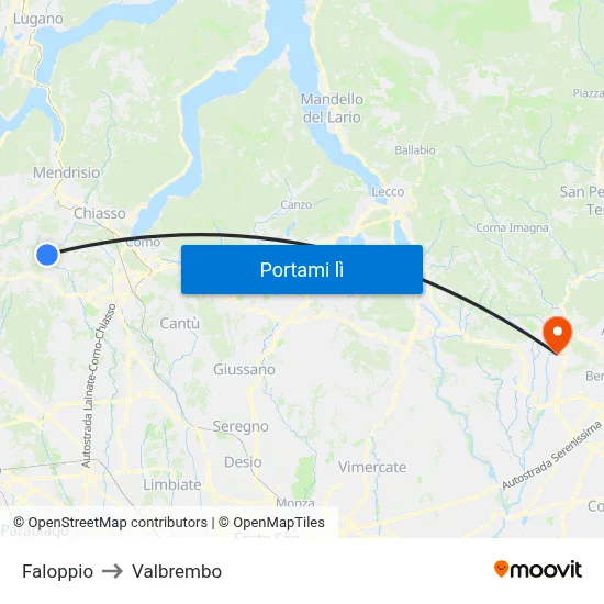 Faloppio to Valbrembo map