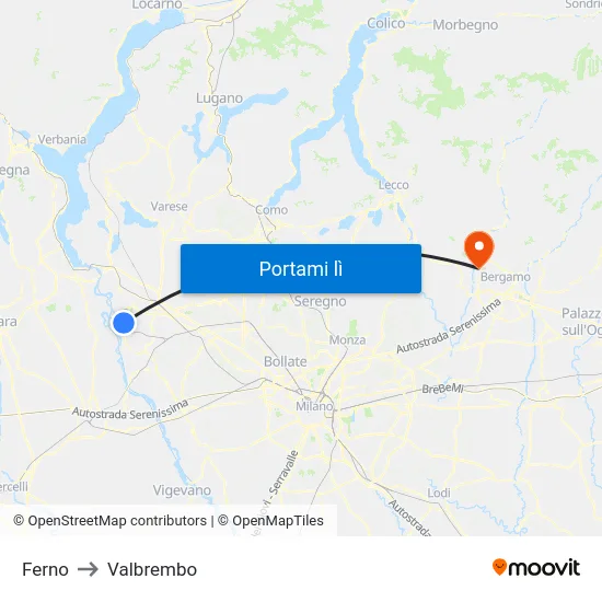 Ferno to Valbrembo map