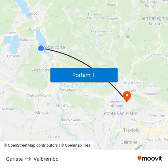 Garlate to Valbrembo map