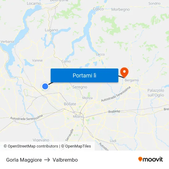 Gorla Maggiore to Valbrembo map