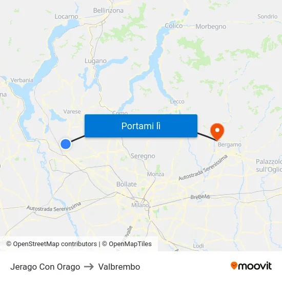 Jerago Con Orago to Valbrembo map