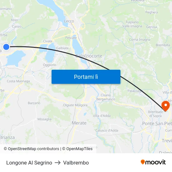 Longone Al Segrino to Valbrembo map