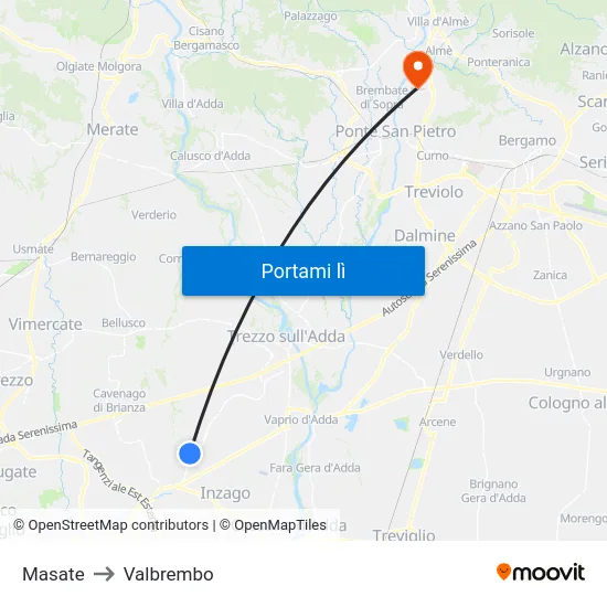 Masate to Valbrembo map