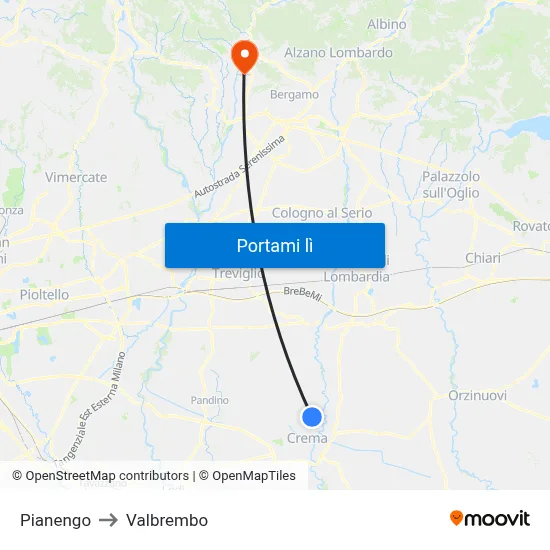 Pianengo to Valbrembo map