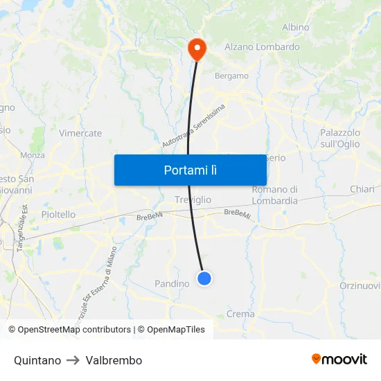Quintano to Valbrembo map