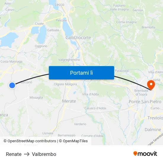 Renate to Valbrembo map