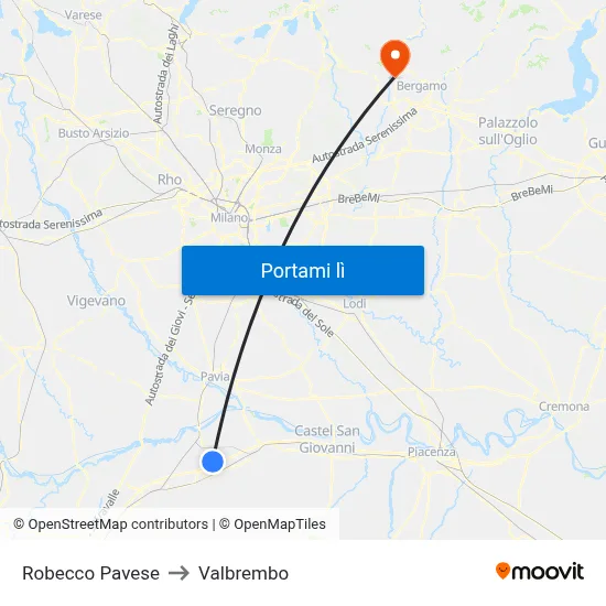 Robecco Pavese to Valbrembo map