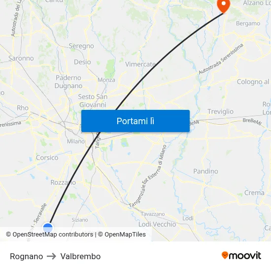 Rognano to Valbrembo map