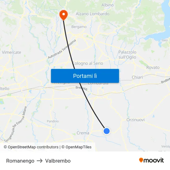 Romanengo to Valbrembo map