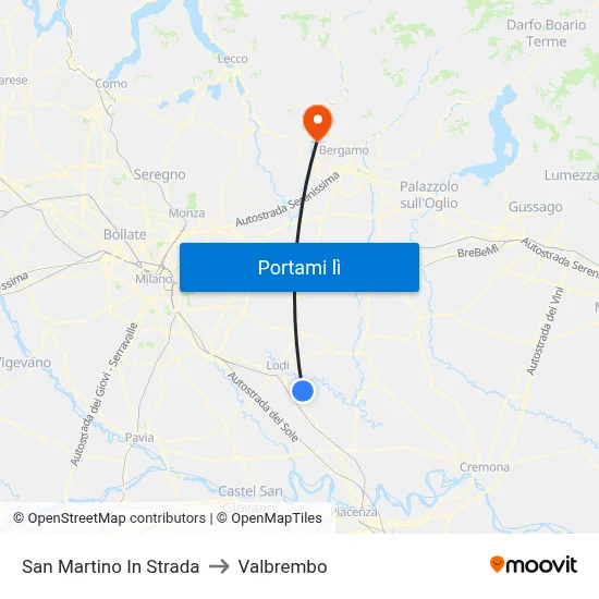 San Martino In Strada to Valbrembo map