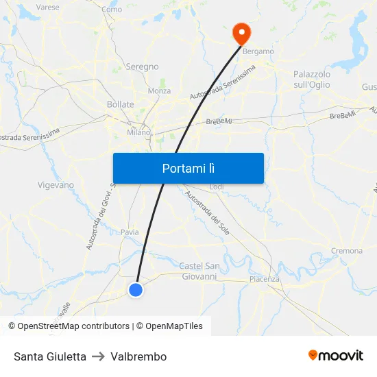 Santa Giuletta to Valbrembo map