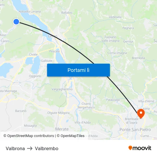 Valbrona to Valbrembo map