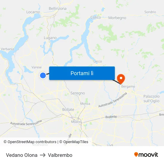 Vedano Olona to Valbrembo map