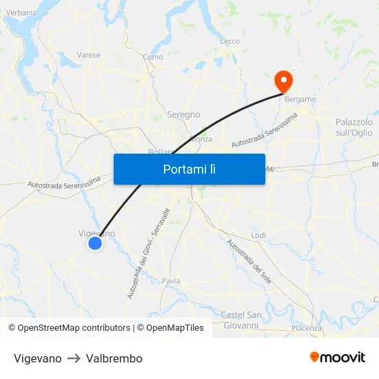 Vigevano to Valbrembo map