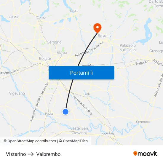 Vistarino to Valbrembo map