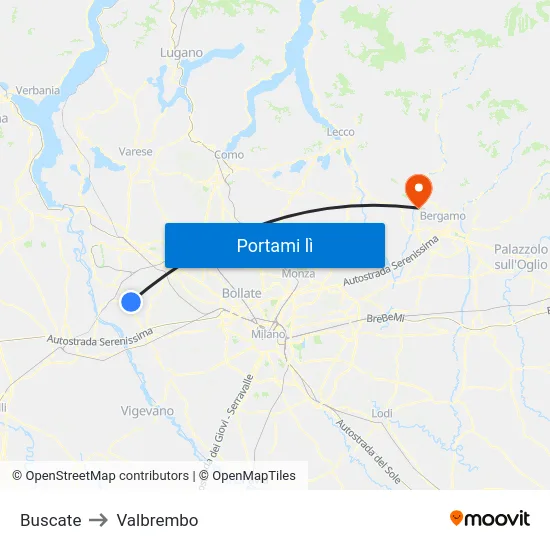 Buscate to Valbrembo map