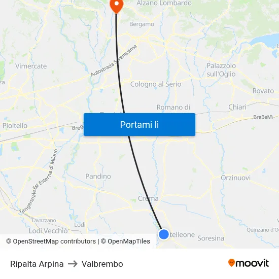 Ripalta Arpina to Valbrembo map