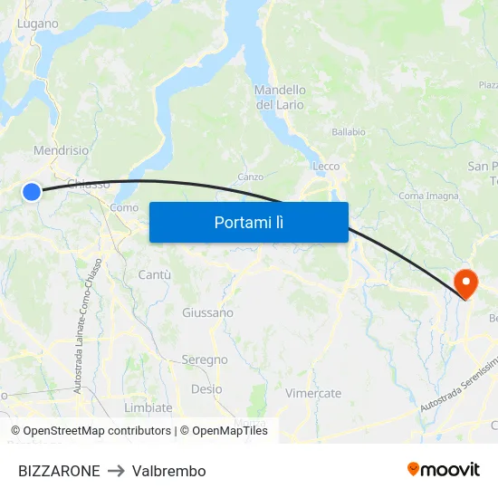 BIZZARONE to Valbrembo map