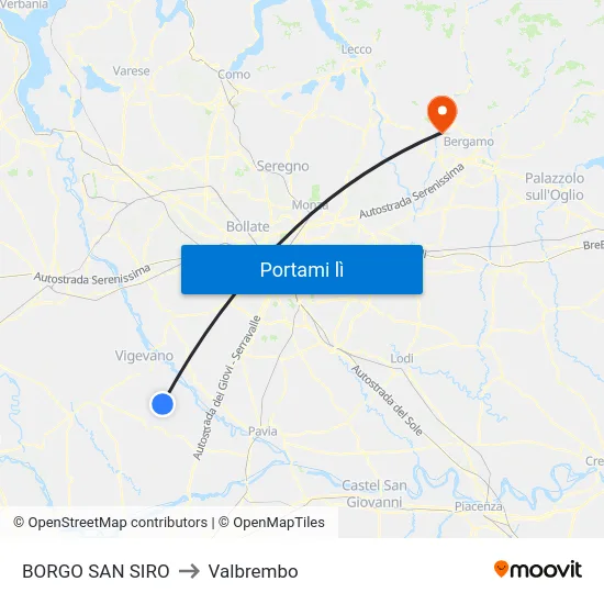 BORGO SAN SIRO to Valbrembo map
