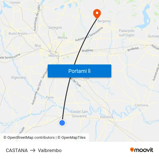 CASTANA to Valbrembo map