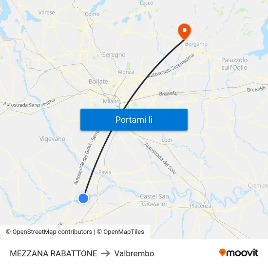 MEZZANA RABATTONE to Valbrembo map