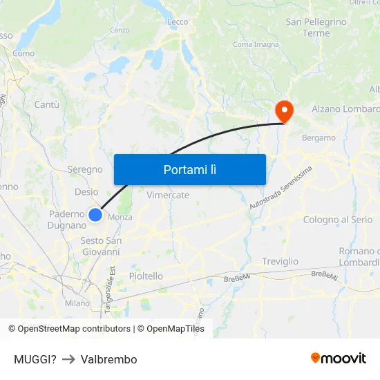 MUGGI? to Valbrembo map
