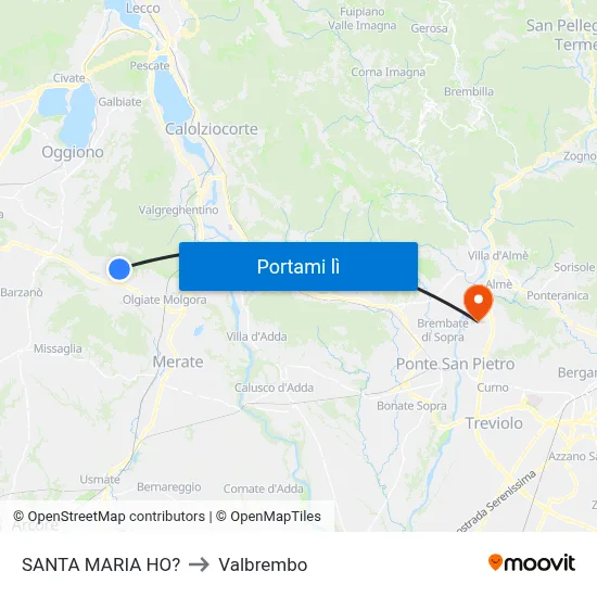 SANTA MARIA HO? to Valbrembo map