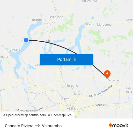 Cannero Riviera to Valbrembo map