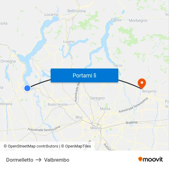 Dormelletto to Valbrembo map