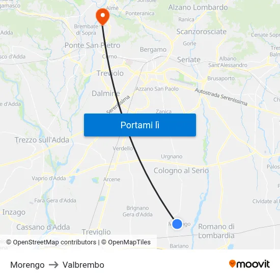 Morengo to Valbrembo map