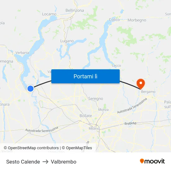 Sesto Calende to Valbrembo map
